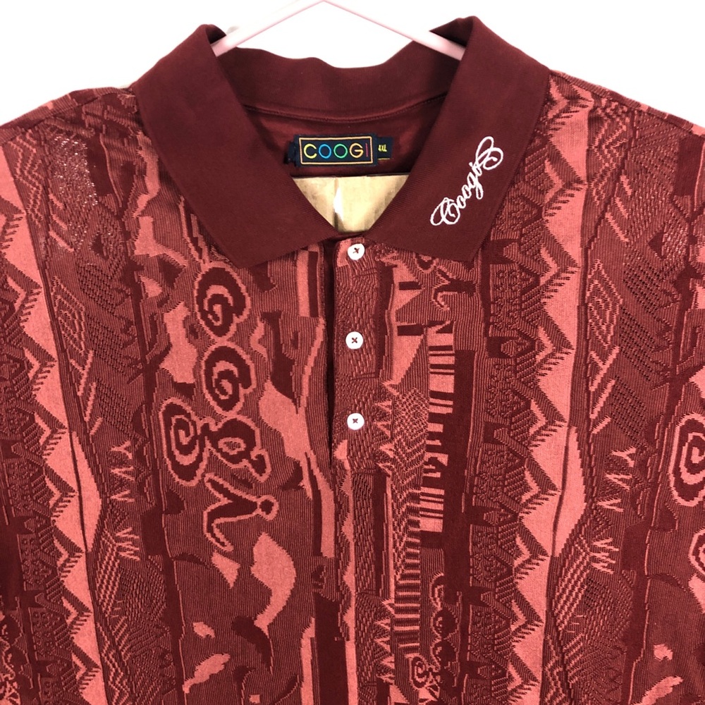 COOGI Short Sleeve Polo Paisley Maroon Rust 4XL